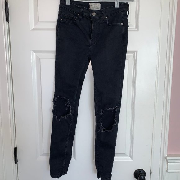 Light Black/ Dark Grey Free People Jeans - Picture 1 of 9